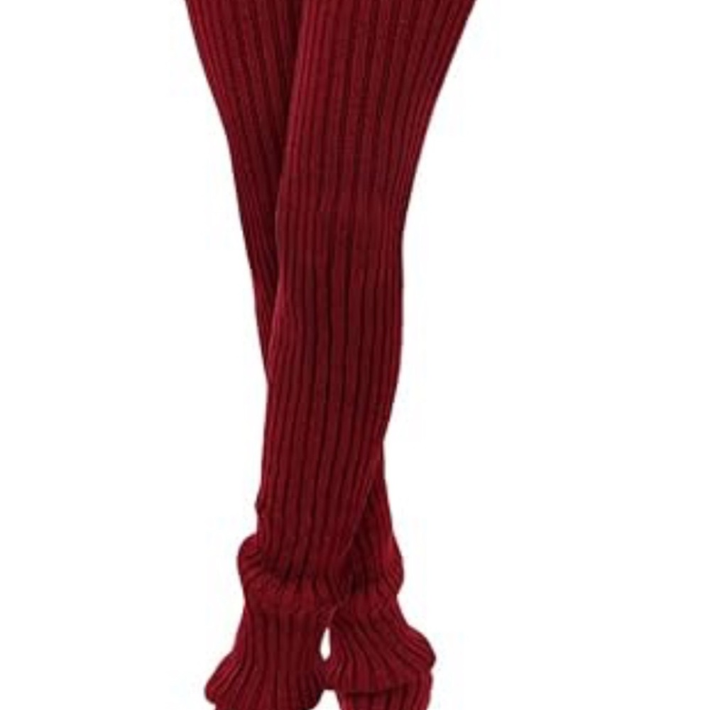Red Ribbed Knit Leg Warmers
